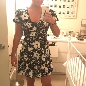 Urban Outfitters Black and White flower wrap dress